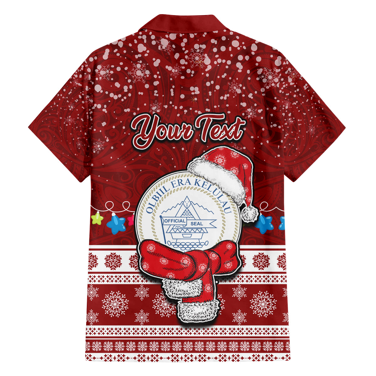 Personalised Palau Christmas Family Matching Puletasi Dress and Hawaiian Shirt Snowman and Palau Coat of Arms Maori Tribal Xmas Style LT03 - Polynesian Pride