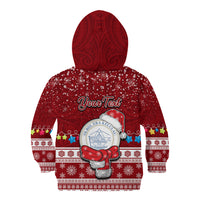 Personalised Palau Christmas Kid Hoodie Snowman and Palau Coat of Arms Maori Tribal Xmas Style LT03 - Polynesian Pride