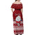 Personalised Palau Christmas Off Shoulder Maxi Dress Snowman and Palau Coat of Arms Maori Tribal Xmas Style LT03 - Polynesian Pride