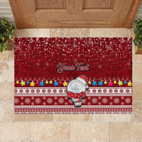 Personalised Palau Christmas Rubber Doormat Snowman and Palau Coat of Arms Maori Tribal Xmas Style LT03 - Polynesian Pride