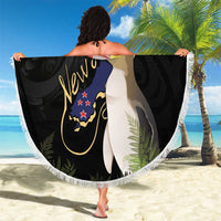 New Zealand Hoiho Beach Blanket Maori Art Tattoo and Silver Fern