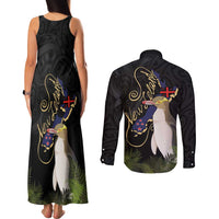 New Zealand Hoiho Couples Matching Tank Maxi Dress and Long Sleeve Button Shirt Maori Art Tattoo and Silver Fern