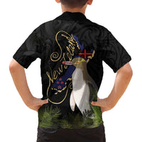 New Zealand Hoiho Family Matching Off The Shoulder Long Sleeve Dress and Hawaiian Shirt Maori Art Tattoo and Silver Fern LT03 - Polynesian Pride