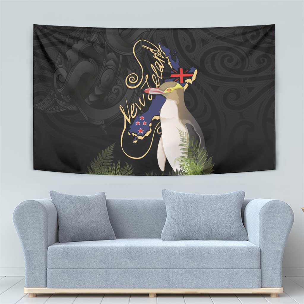 New Zealand Hoiho Tapestry Maori Art Tattoo and Silver Fern