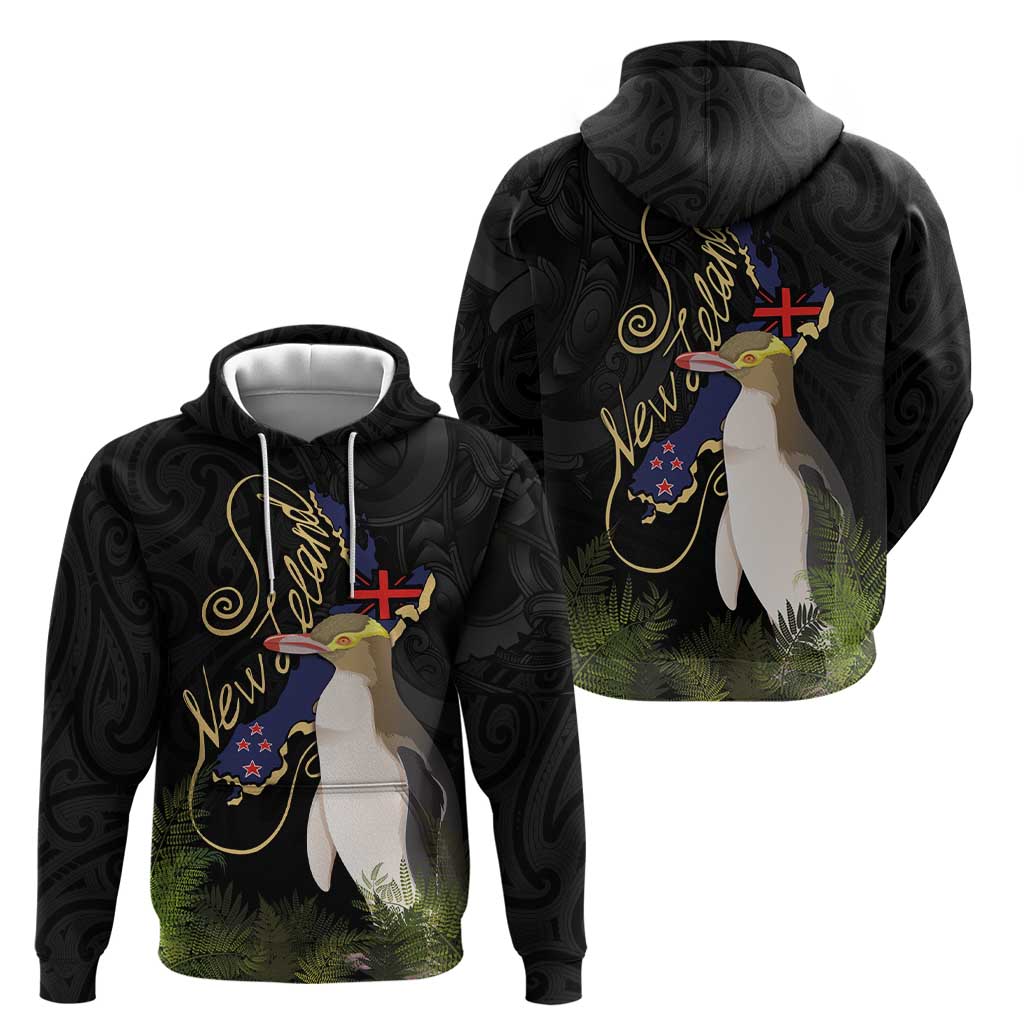 New Zealand Hoiho Zip Hoodie Maori Art Tattoo and Silver Fern LT03 - Polynesian Pride
