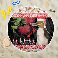 New Zealand Merry Christmas Beach Blanket Hoiho Xmas - Haka Dance and Pohutukawa