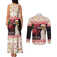 New Zealand Merry Christmas Couples Matching Tank Maxi Dress and Long Sleeve Button Shirt Hoiho Xmas - Haka Dance and Pohutukawa