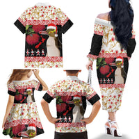 New Zealand Merry Christmas Family Matching Off The Shoulder Long Sleeve Dress and Hawaiian Shirt Hoiho Xmas - Haka Dance and Pohutukawa