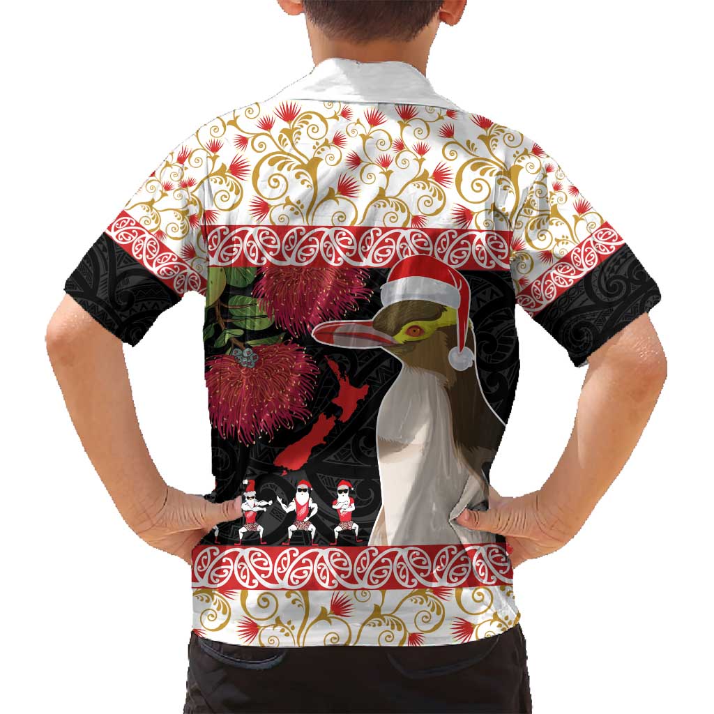 New Zealand Merry Christmas Family Matching Tank Maxi Dress and Hawaiian Shirt Hoiho Xmas - Haka Dance and Pohutukawa LT03 - Polynesian Pride