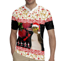 New Zealand Merry Christmas Rugby Jersey Hoiho Xmas - Haka Dance and Pohutukawa