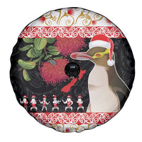New Zealand Merry Christmas Spare Tire Cover Hoiho Xmas - Haka Dance and Pohutukawa