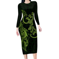 New Zealand Gecko Maori Art Tattoo Family Matching Long Sleeve Bodycon Dress and Hawaiian Shirt