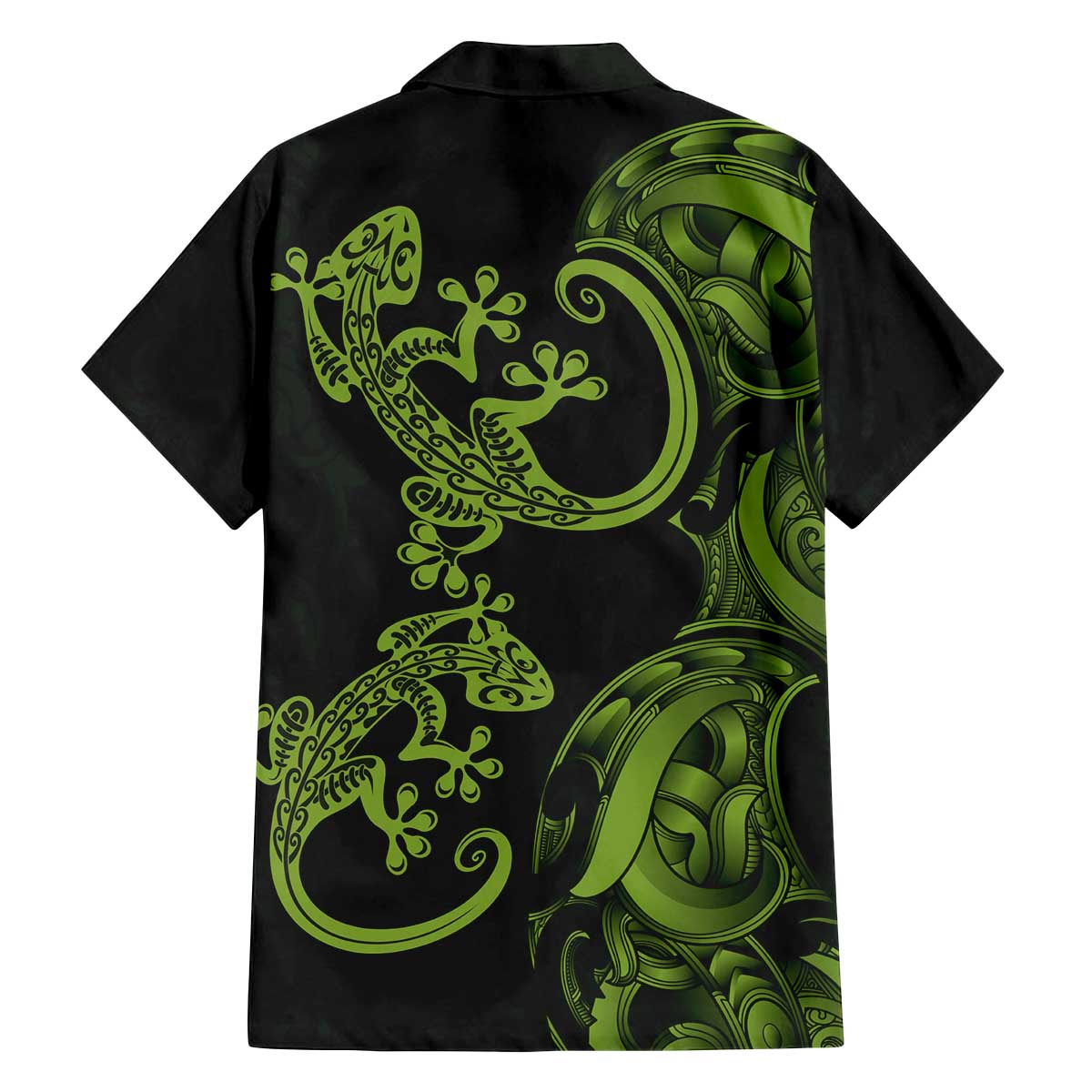New Zealand Gecko Maori Art Tattoo Family Matching Off The Shoulder Long Sleeve Dress and Hawaiian Shirt LT03 - Polynesian Pride