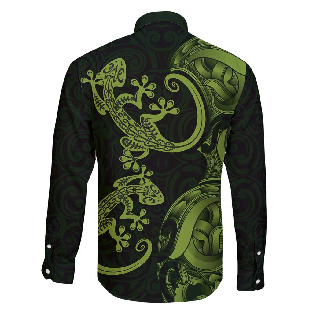 New Zealand Gecko Maori Art Tattoo Family Matching Tank Maxi Dress and Hawaiian Shirt LT03 - Polynesian Pride