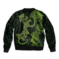 New Zealand Gecko Maori Art Tattoo Sleeve Zip Bomber Jacket