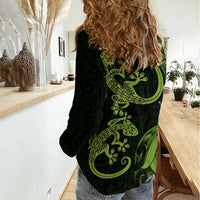 New Zealand Gecko Maori Art Tattoo Women Casual Shirt