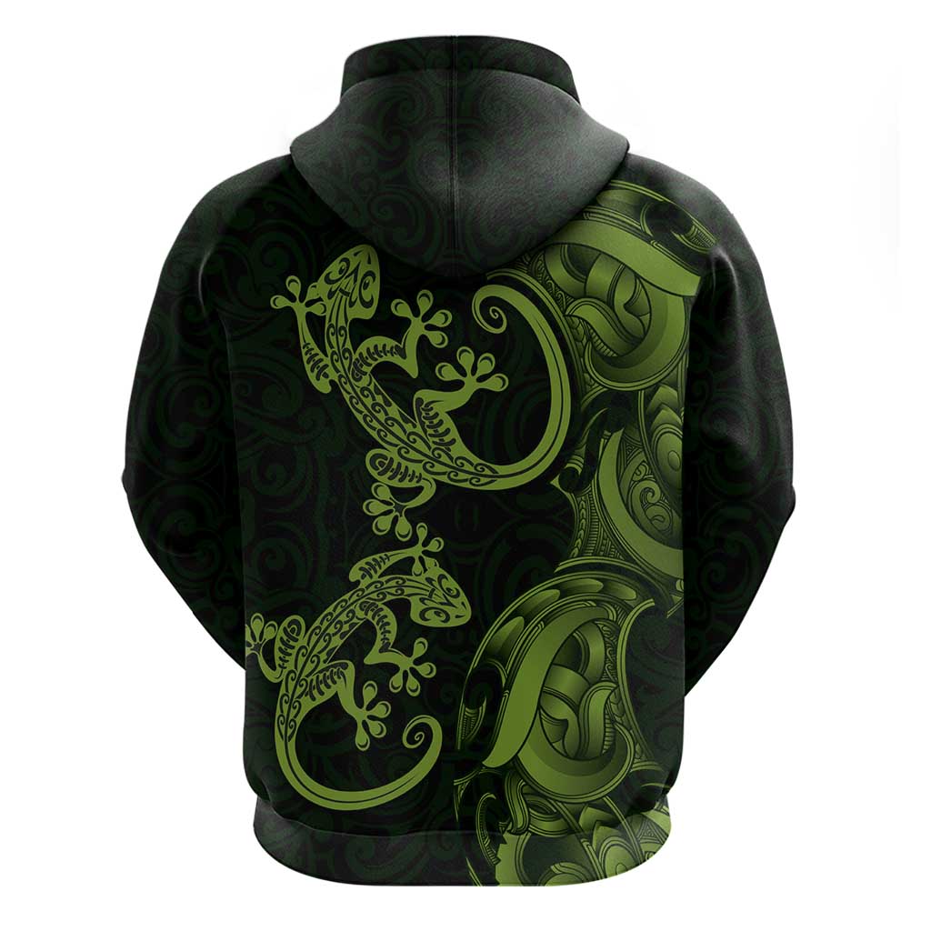 New Zealand Gecko Maori Art Tattoo Zip Hoodie LT03 - Polynesian Pride