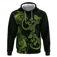 New Zealand Gecko Maori Art Tattoo Zip Hoodie LT03 Pullover Hoodie Green - Polynesian Pride