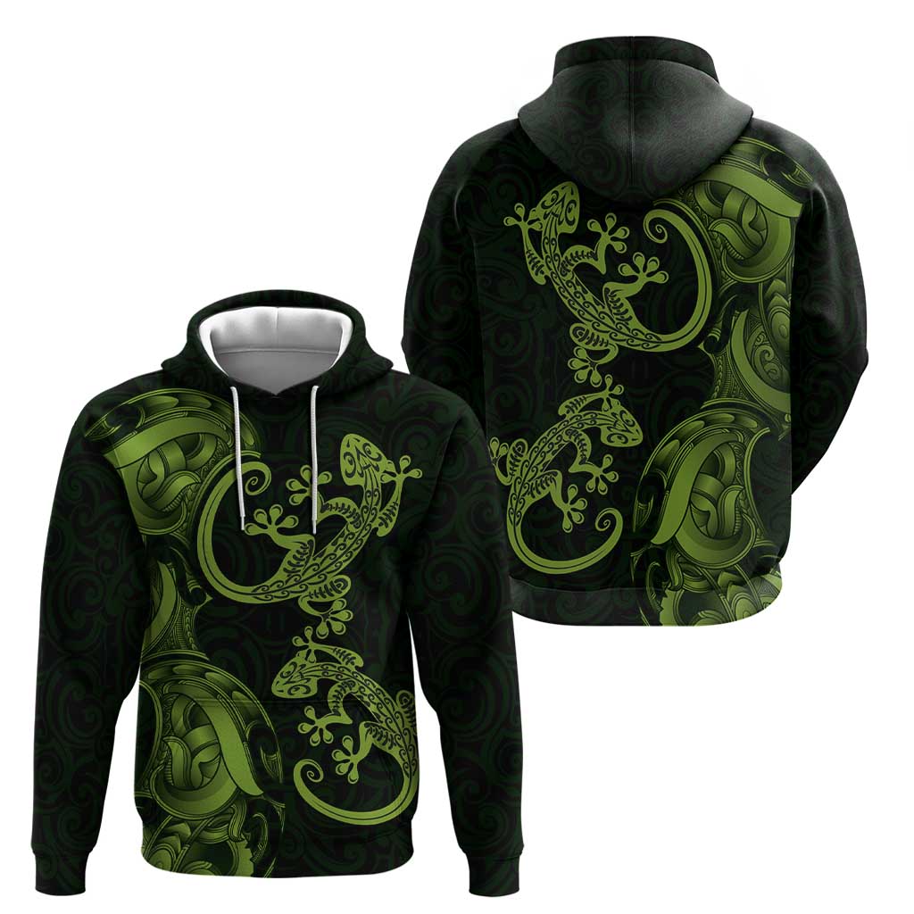 New Zealand Gecko Maori Art Tattoo Zip Hoodie LT03 - Polynesian Pride