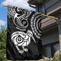 New Zealand Garden Flag Stylized Kiwi Bird Tattoo Mix Koru Circle and Maori Ethnic Vibe LT03 - Polynesian Pride