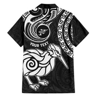 Personalised New Zealand Family Matching Short Sleeve Bodycon Dress and Hawaiian Shirt Stylized Kiwi Bird Tattoo Mix Koru Circle and Maori Ethnic Vibe LT03 - Polynesian Pride