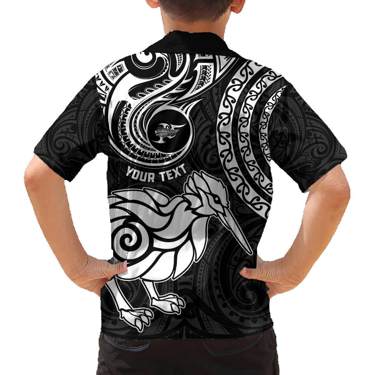 Personalised New Zealand Family Matching Tank Maxi Dress and Hawaiian Shirt Stylized Kiwi Bird Tattoo Mix Koru Circle and Maori Ethnic Vibe LT03 - Polynesian Pride