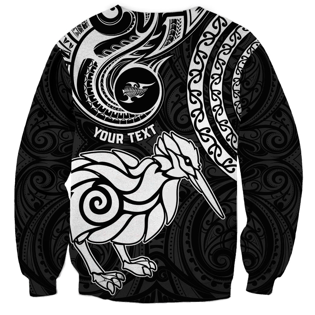 Personalised New Zealand Sweatshirt Stylized Kiwi Bird Tattoo Mix Koru Circle and Maori Ethnic Vibe LT03 - Polynesian Pride