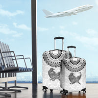 Custom New Zealand Luggage Cover Tui Bird and Koru Circle Mix Silver Fern Pattern LT03 - Polynesian Pride
