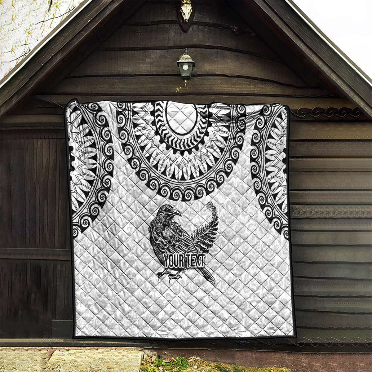 Custom New Zealand Quilt Tui Bird and Koru Circle Mix Silver Fern Pattern LT03 - Polynesian Pride