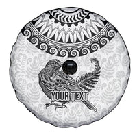 Custom New Zealand Spare Tire Cover Tui Bird and Koru Circle Mix Silver Fern Pattern LT03 - Polynesian Pride