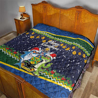 Funny Crocodile and Shark Solomon Islands Christmas Quilt with National Seal Melanesian Pattern