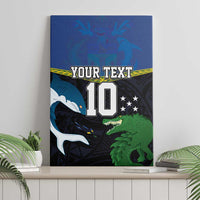Custom Solomon Islands Rugby Canvas Wall Art Arty Shark and Crocodile Solomon Islands National Emblems