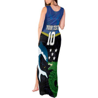 Custom Solomon Islands Rugby Tank Maxi Dress Arty Shark and Crocodile Solomon Islands National Emblems