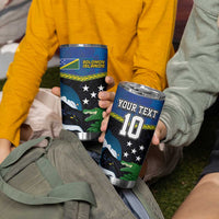 Custom Solomon Islands Rugby Tumbler Cup Arty Shark and Crocodile Solomon Islands National Emblems