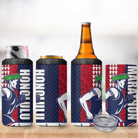 Honolulu Running 2024 4 in 1 Can Cooler Tumbler Marathon Competition Hula Runner and Kakau Art Tattoo