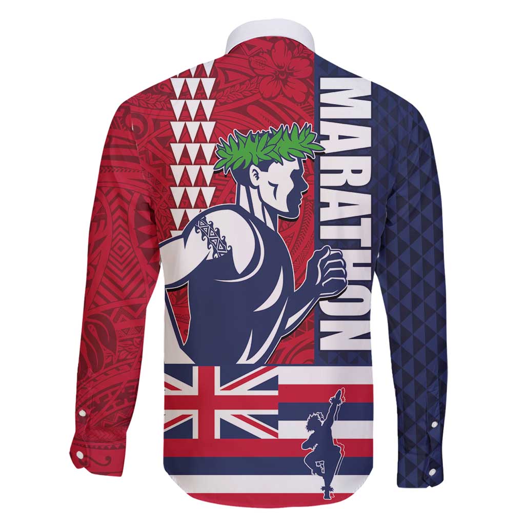 Honolulu Running 2024 Family Matching Long Sleeve Bodycon Dress and Hawaiian Shirt Marathon Competition Hula Runner and Kakau Art Tattoo