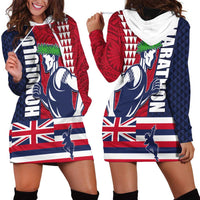 Honolulu Running 2024 Hoodie Dress Marathon Competition Hula Runner and Kakau Art Tattoo