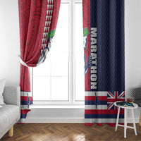 Honolulu Running 2024 Window Curtain Marathon Competition Hula Runner and Kakau Art Tattoo