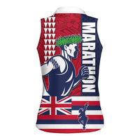 Honolulu Running 2024 Women Sleeveless Polo Shirt Marathon Competition Hula Runner and Kakau Art Tattoo