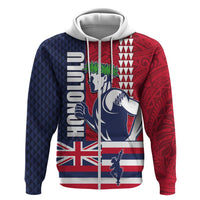 Honolulu Running 2024 Zip Hoodie Marathon Competition Hula Runner and Kakau Art Tattoo LT03 Zip Hoodie Blue - Polynesian Pride