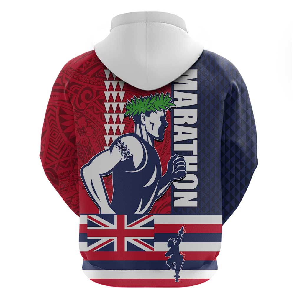 Honolulu Running 2024 Zip Hoodie Marathon Competition Hula Runner and Kakau Art Tattoo LT03 - Polynesian Pride