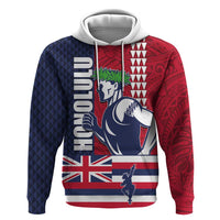 Honolulu Running 2024 Zip Hoodie Marathon Competition Hula Runner and Kakau Art Tattoo LT03 Pullover Hoodie Blue - Polynesian Pride