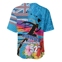 Honolulu Anniversary 52nd Running Baseball Jersey Marathon Competition Kakau Pattern Blue Color LT03 - Polynesian Pride