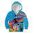 Honolulu Anniversary 52nd Running Kid Hoodie Marathon Competition Kakau Pattern Blue Color