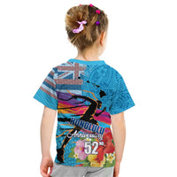 Honolulu Anniversary 52nd Running Kid T Shirt Marathon Competition Kakau Pattern Blue Color