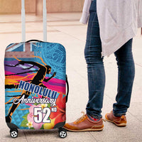 Honolulu Anniversary 52nd Running Luggage Cover Marathon Competition Kakau Pattern Blue Color