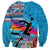 Honolulu Anniversary 52nd Running Sweatshirt Marathon Competition Kakau Pattern Blue Color