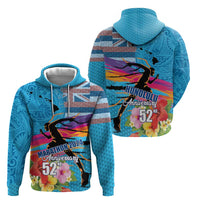 Honolulu Anniversary 52nd Running Zip Hoodie Marathon Competition Kakau Pattern Blue Color LT03 - Polynesian Pride