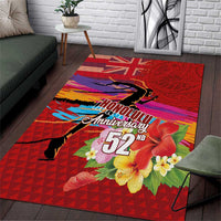 Honolulu Anniversary 52nd Running Area Rug Marathon Competition Kakau Pattern Red Color