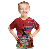 Honolulu Anniversary 52nd Running Kid T Shirt Marathon Competition Kakau Pattern Red Color